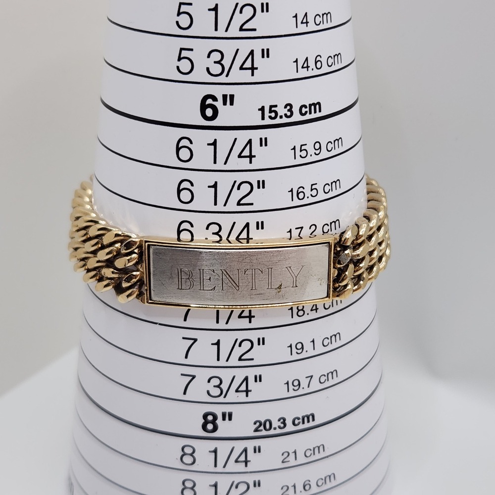 Vintage Speidel ID Bracelet Gold Tone Engraved BENTLY  6.75"  Made in‎ USA